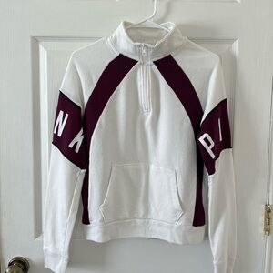 PINK Victoria Secret White and Purple 1/4 Zip Sweater
